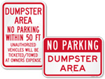 No Parking Dumpster Area Signs