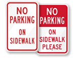 No Parking On Sidewalk Signs