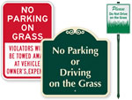 No Parking on the Grass Signs