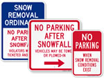 No Parking after Snowfall Signs