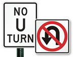 No U Turn Signs