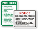 Park Rules Signs