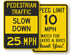 Pedestrians Speed Limit Signs