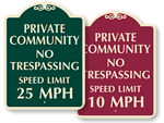Private Community Speed Limit Signs