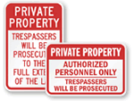 Private Property Authorized Personnel Only Signs