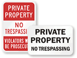 Private Property No Trespassing Signs