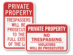 Private Property No Trespassing Signs