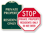 Residents Only Signs