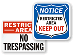 Restricted Area Signs