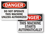 Danger Machine Safety Labels