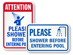 Shower Before Entering Pool Signs