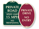 Designer Private Roads Signs