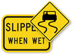 Slippery Road Signs