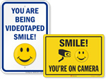 Smile You're on Camera Signs