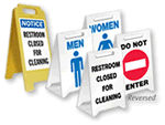 Stand-Up Bathroom Floor Signs