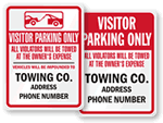 Visitor Parking Tow Away Signs