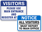 Visitors Must Register Signs