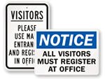 Visitors Must Register Signs