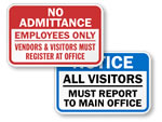 Visitors Must Register Signs