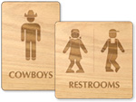 Funny Wooden Restroom Signs