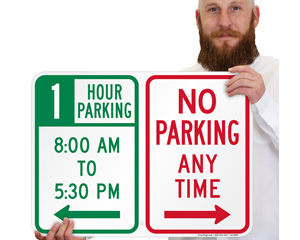 1 Hr No Parking Sign