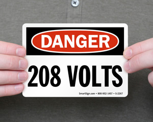 208 Volts Label