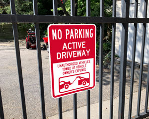 No Parking Active Driveway Sign