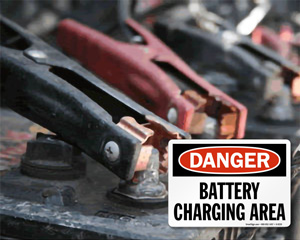 Battery Charging Area Signs