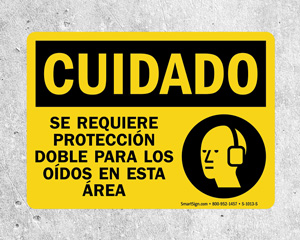 Bilingual Hearing Protection Sign