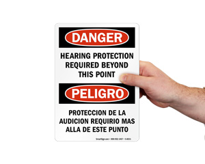 Bilingual Danger Osha Hearing Protection Sign