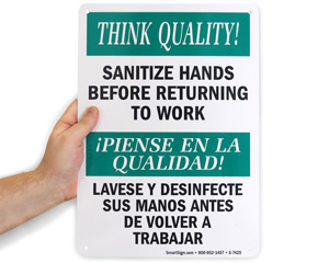 Bilingual Sanitize Sign