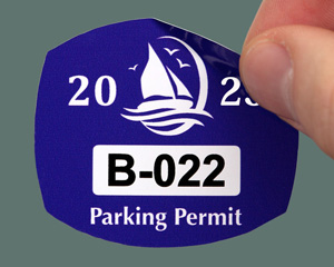 Blue parking sticker