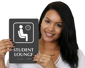Student Lounge braille sign
