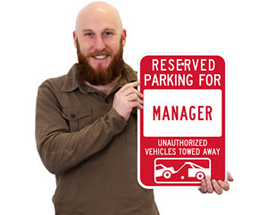 Manager Reserved Parking Sign