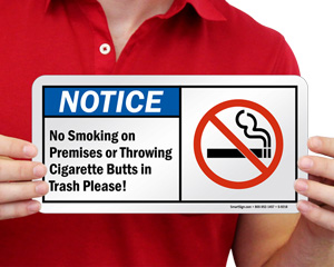 Cigratte Butts Smoking Sign