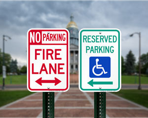 Colorado Parking Signs, Fire Lane Signs and Other Regulated Signs