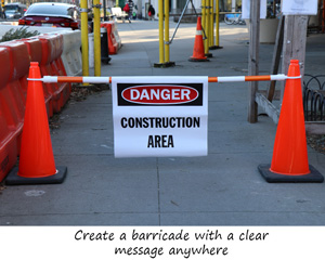 Cone Bar Barricade Signs