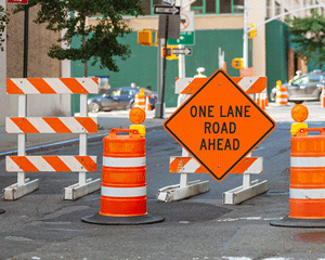 Work zone construction sign