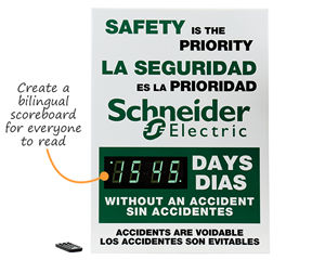 Custom bilingual safety scoreboards