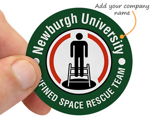 Custom confined space hard hat sticker