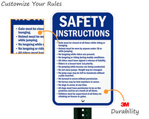 Custom horse riding rules sign