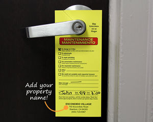Custom maintenance door hangers