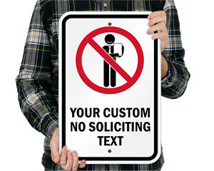 Custom No Soliciting Sign With Symbol