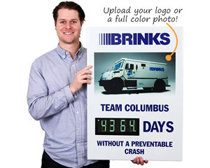 Custom safety scoreboard with logo