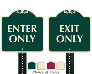 Designer parking lot directional signs