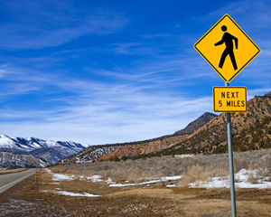 5 Miles Walking Sign