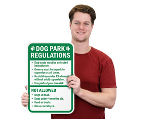 Reflective Dog Park Rules Signs