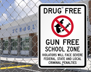 Drug Free Gun Free Zone Sign