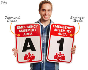 Emergency assembly area signs