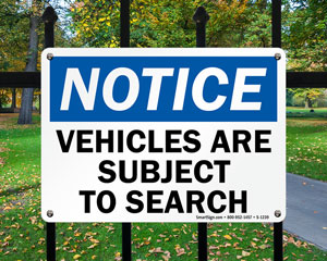 Notice Vehicle Security Sign